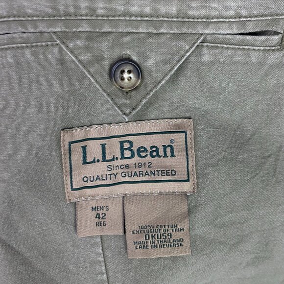 LL Bean Cotton Canvas Blazer Sport Coat Men's 42R Khaki Olive - Picture 7 of 14